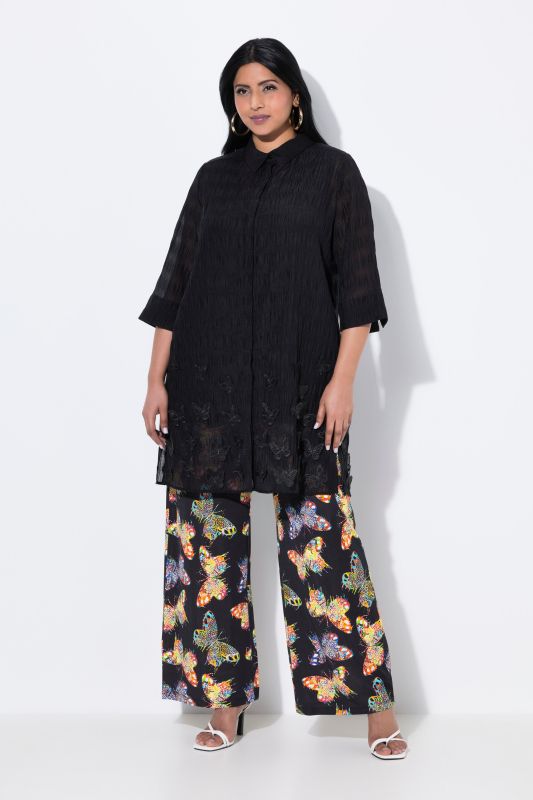 Butterfly Applique 3/4 Sleeve Tunic Blouse