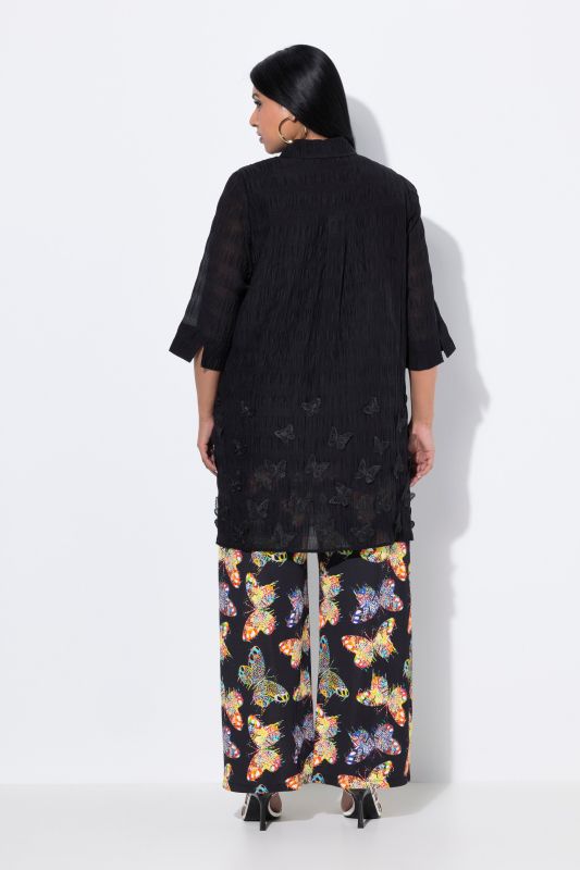 Butterfly Applique 3/4 Sleeve Tunic Blouse