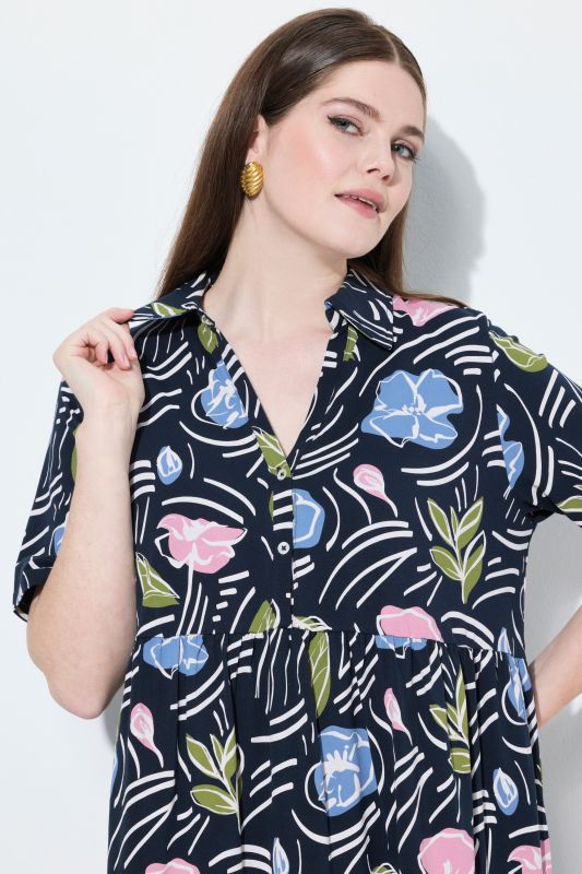 Eco Cotton Floral Print Short Sleeve Knit Tunic