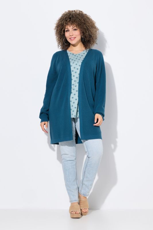 Open Shape Ribbed Knit Cardigan