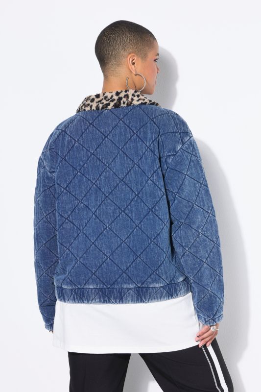 Quilted Leopard Print Collared Jacket