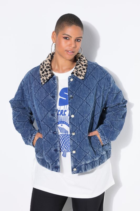 Quilted Leopard Print Collared Jacket