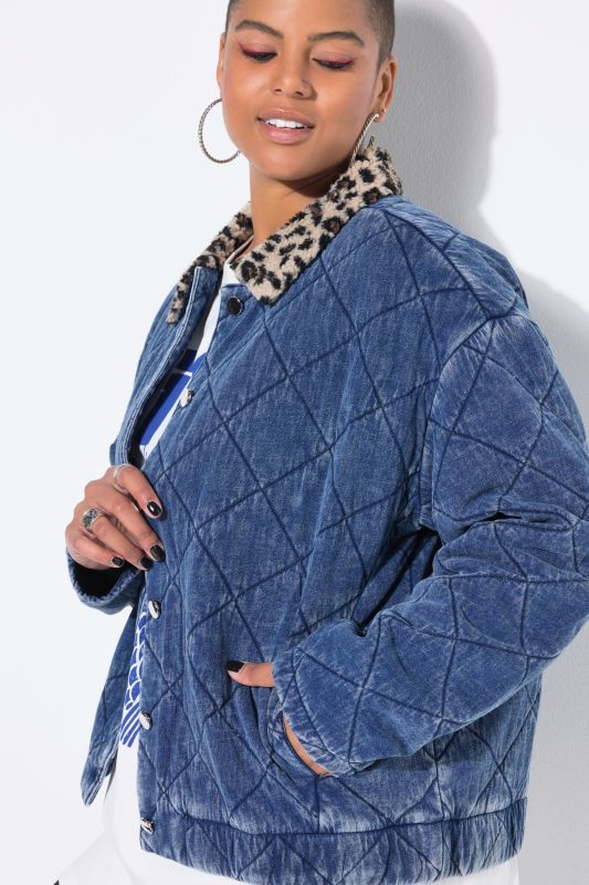 Quilted Leopard Print Collared Jacket