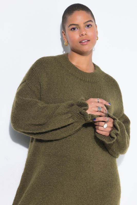 Ruffle Cuff Bishop Sleeve Sweater Dress