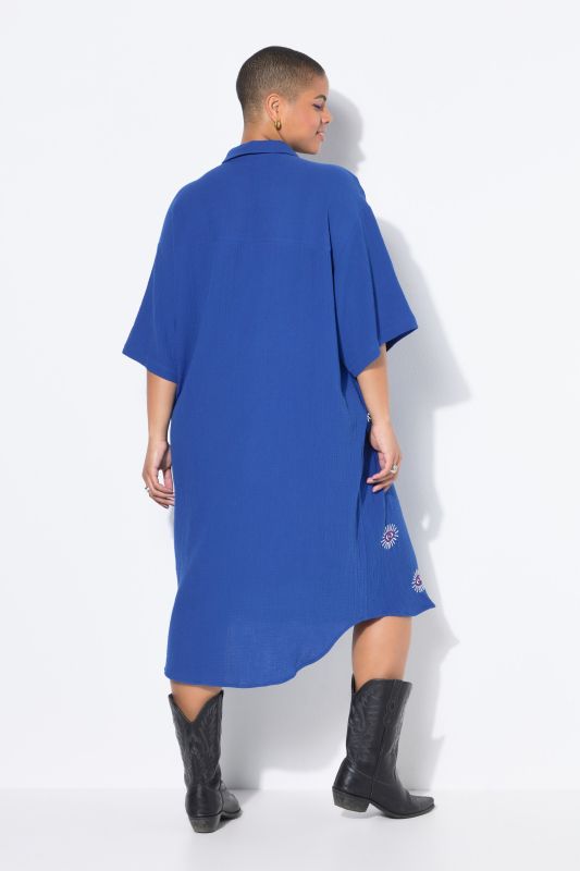 Eye Embroidery Muslin Shirt Dress