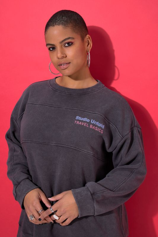 Acid Wash Decorative Seam Sweatshirt