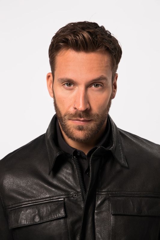 Leather jacket, leather, lamb nappa, multiple pockets