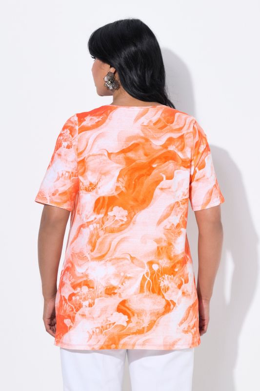Rhinestone Detail Short Sleeve Marbled Tee