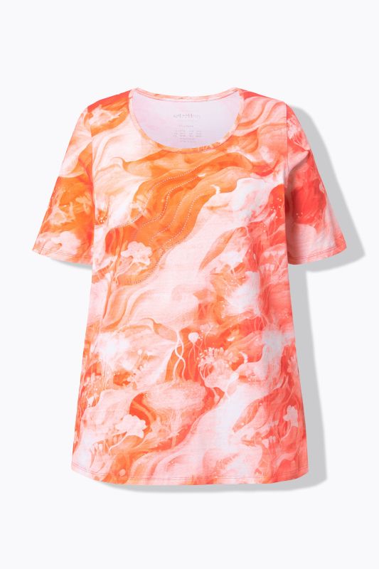Rhinestone Detail Short Sleeve Marbled Tee