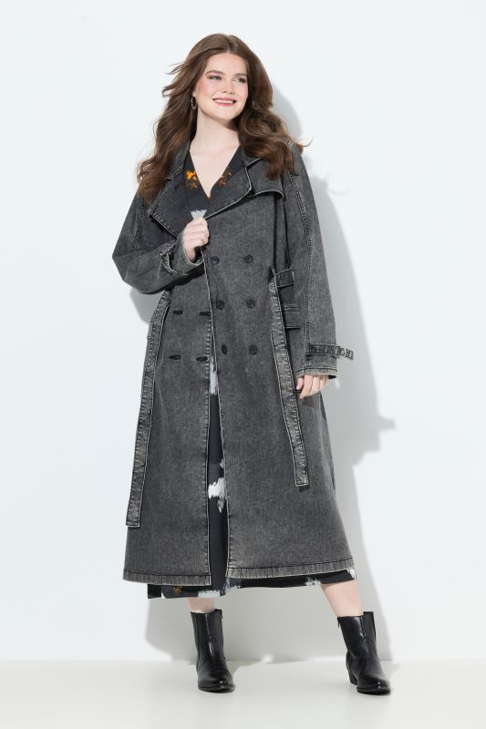 Denim Acid Wash Trench Coat