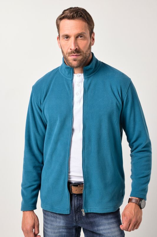 Fleece jacket, outdoor, stand-up collar, zip pockets, up to 8 XL