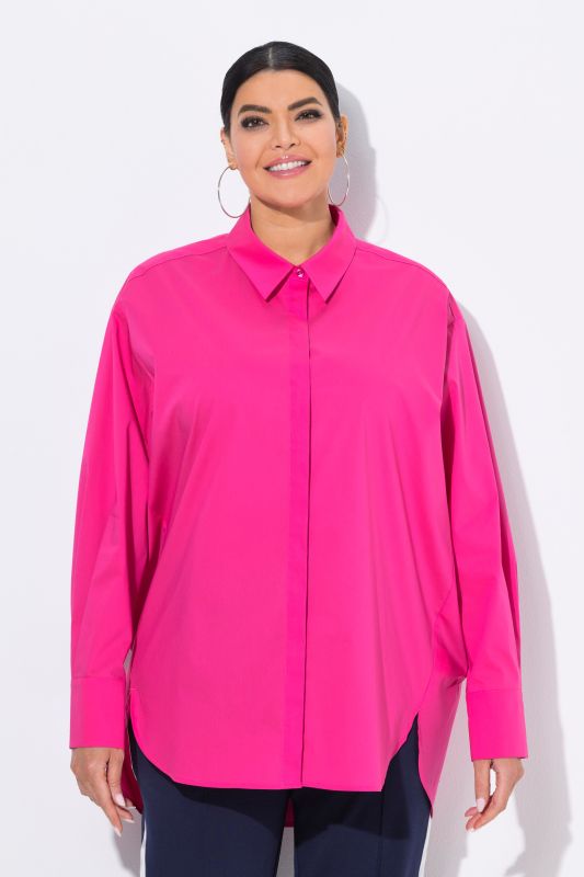 Stretch Cotton Blend Tunic Shirt