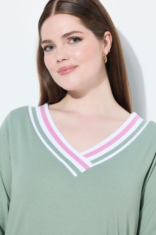 Stripe Trim 3/4 Sleeve Pajamas
