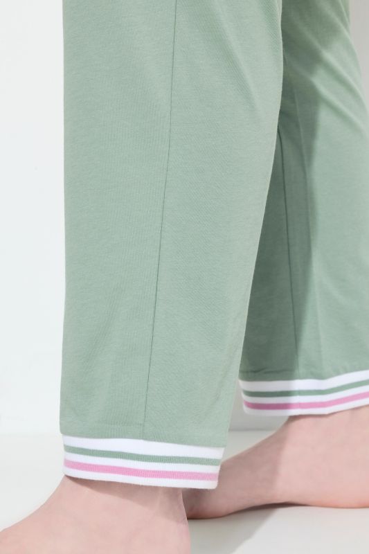 Stripe Trim 3/4 Sleeve Pajamas
