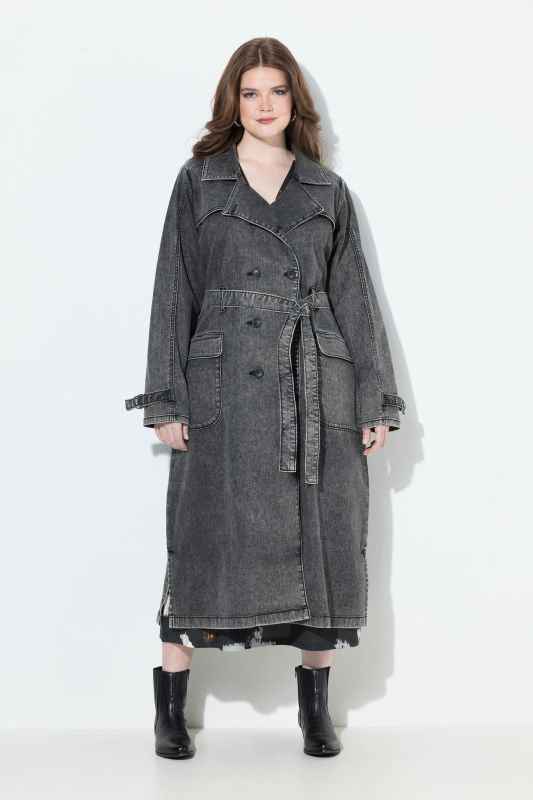 Denim Acid Wash Trench Coat