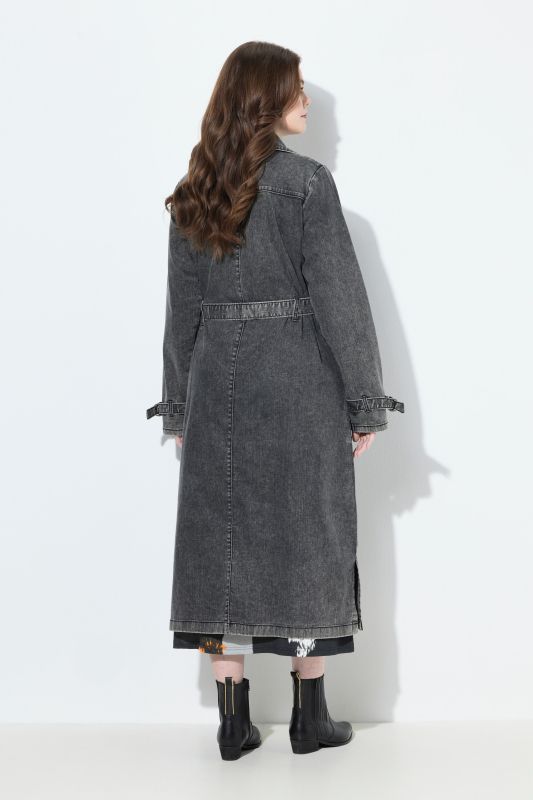 Denim Acid Wash Trench Coat