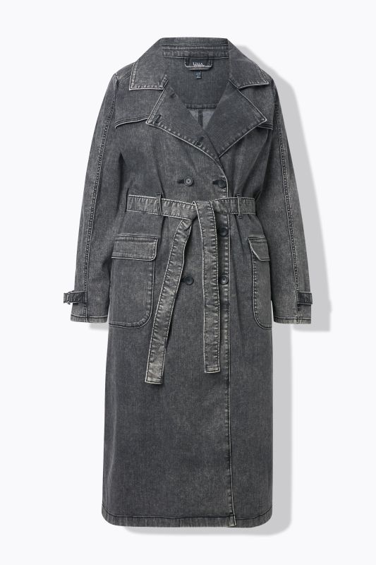 Denim Acid Wash Trench Coat