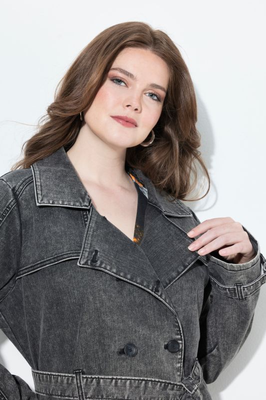 Denim Acid Wash Trench Coat