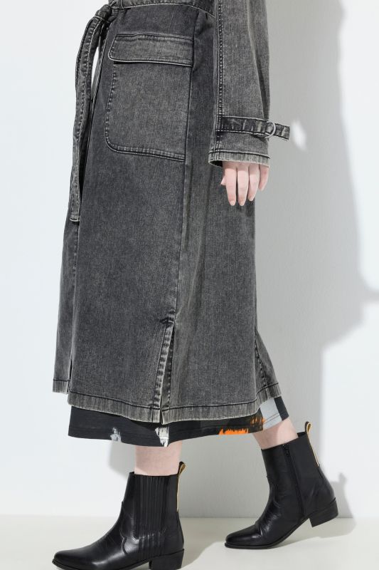 Denim Acid Wash Trench Coat