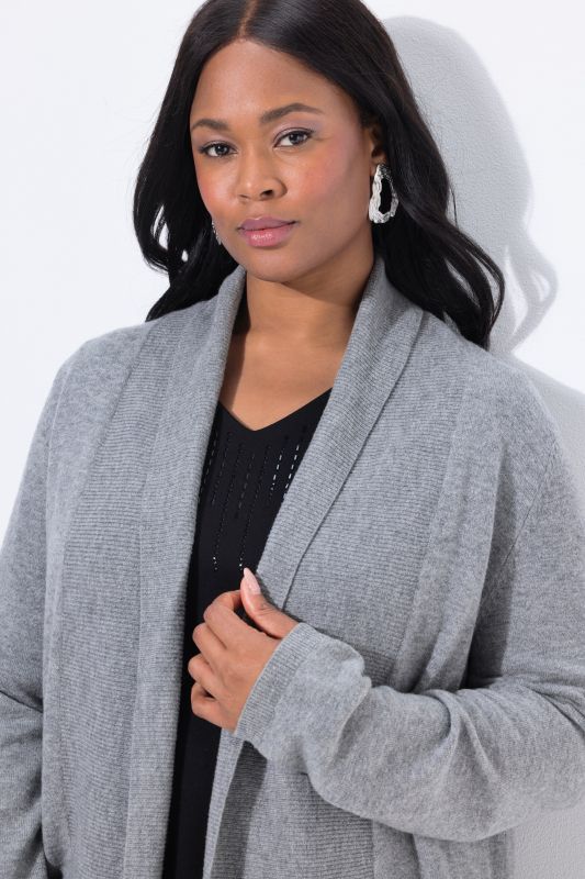 Merino Open Shape Shawl Collar Cardigan