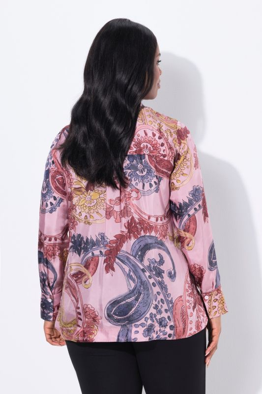 Paisley Long Sleeve Button Down Cupro Blouse