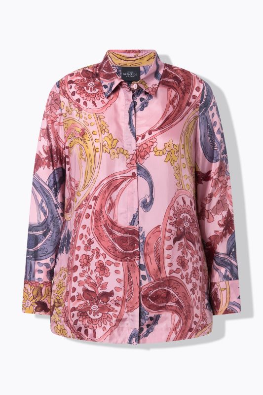 Paisley Long Sleeve Button Down Cupro Blouse