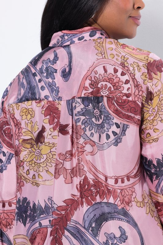 Paisley Long Sleeve Button Down Cupro Blouse