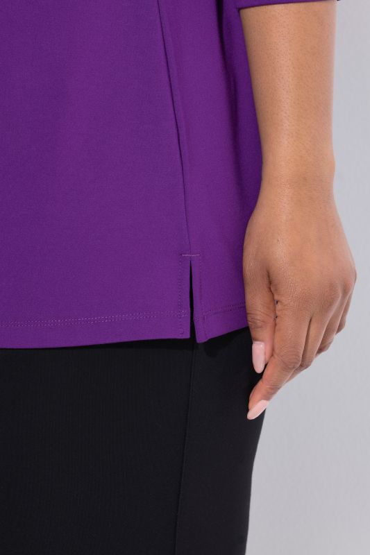 Rhinestone Zipper 3/4 Sleeve Tee