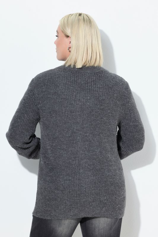 Patent Knit Zip-Up Wool Blend Cardigan