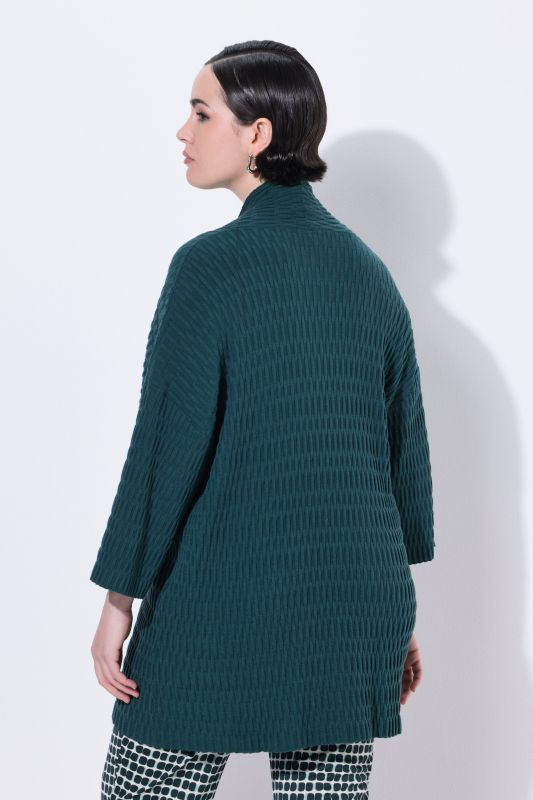 Textured Knit Open Shape Cardigan
