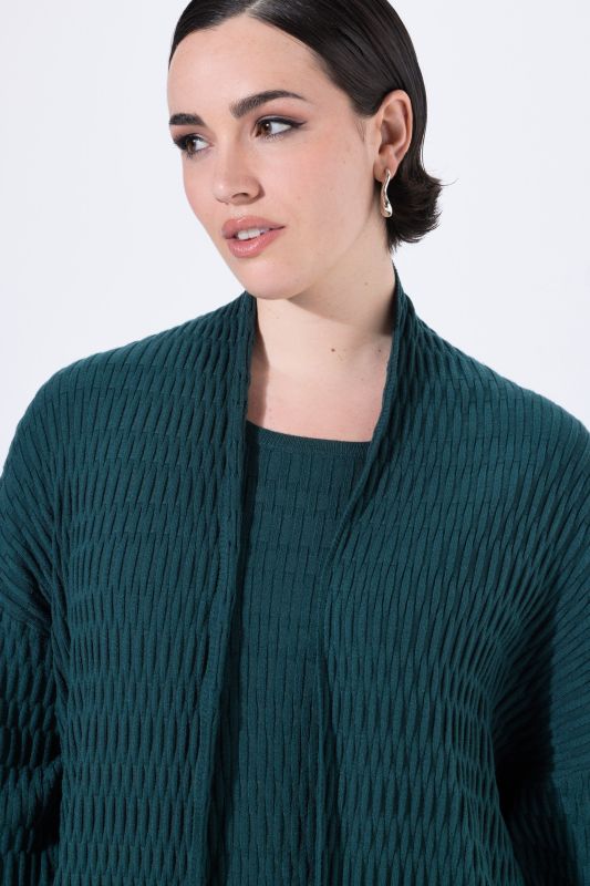 Textured Knit Open Shape Cardigan