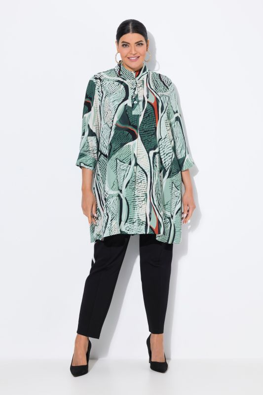 Abstract Print 3/4 Sleeve Tunic Blouse