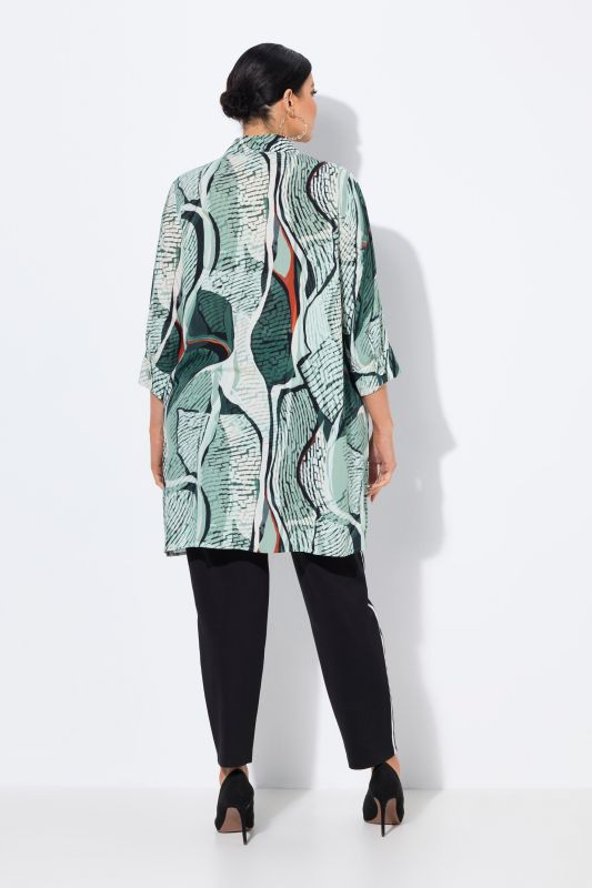 Abstract Print 3/4 Sleeve Tunic Blouse