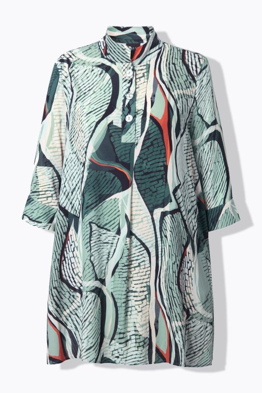 Abstract Print 3/4 Sleeve Tunic Blouse