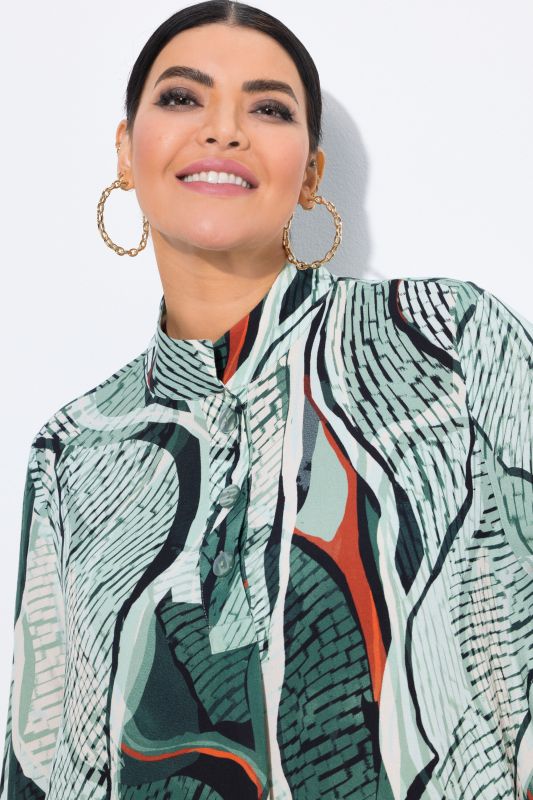 Abstract Print 3/4 Sleeve Tunic Blouse