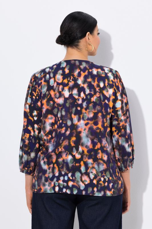 Graphic Print Drawstring Waist Blouse