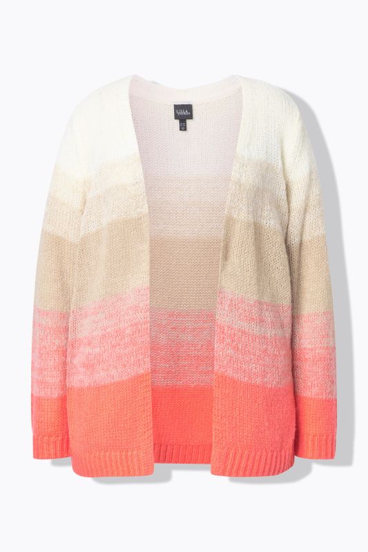 Gradient Striped Wool Blend Open Shape Cardigan