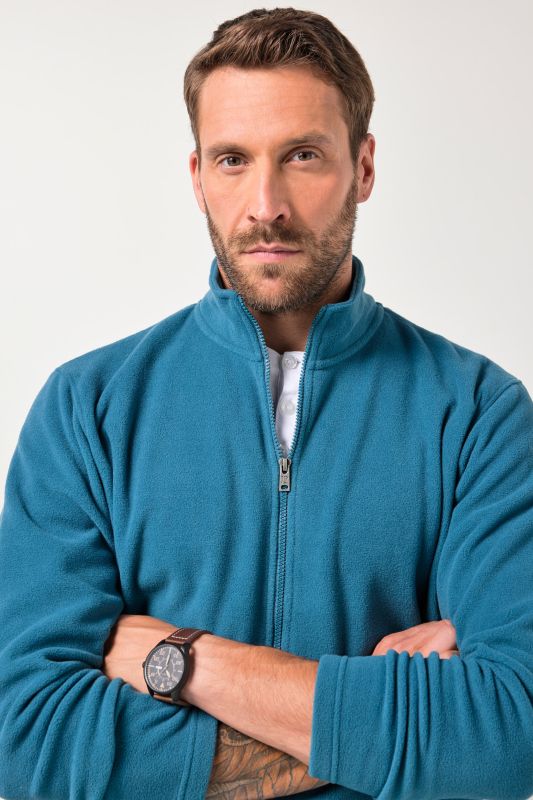 Fleece jacket, outdoor, stand-up collar, zip pockets, up to 8 XL