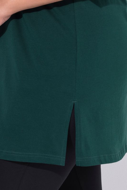V-Neck Swing A-line Hem Cotton Knit Tunic