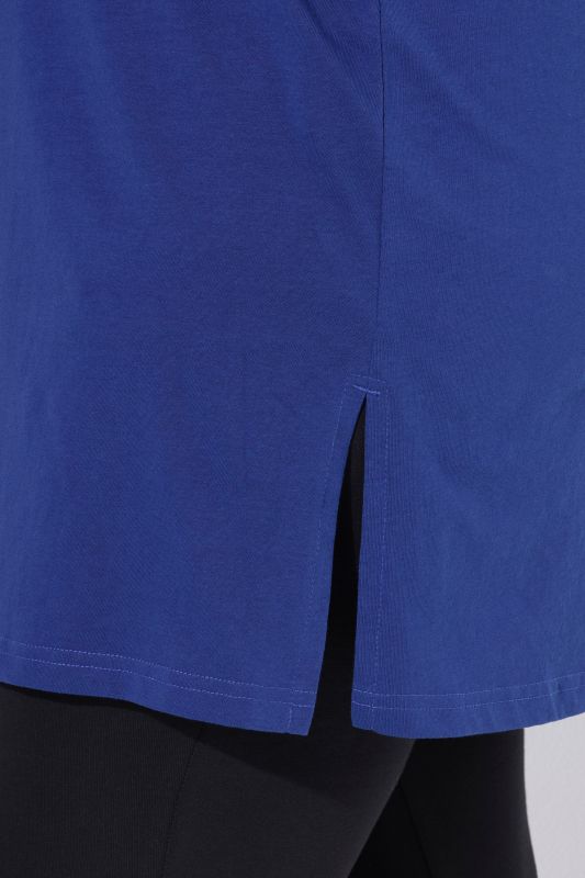 V-Neck Swing A-line Hem Cotton Knit Tunic