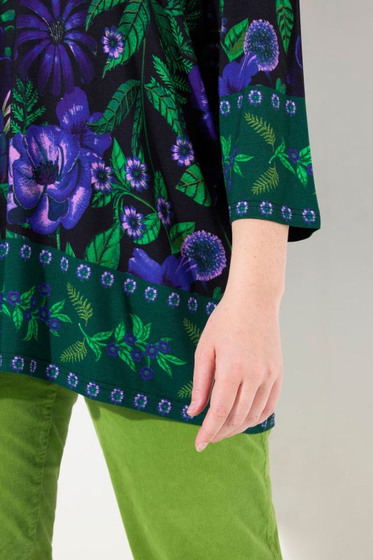 Country Floral Split Neck 3/4 Sleeve Tee