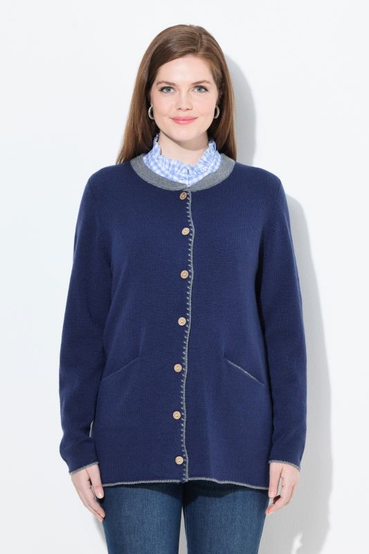 Traditional Button Front Long Sleeve Cardigan