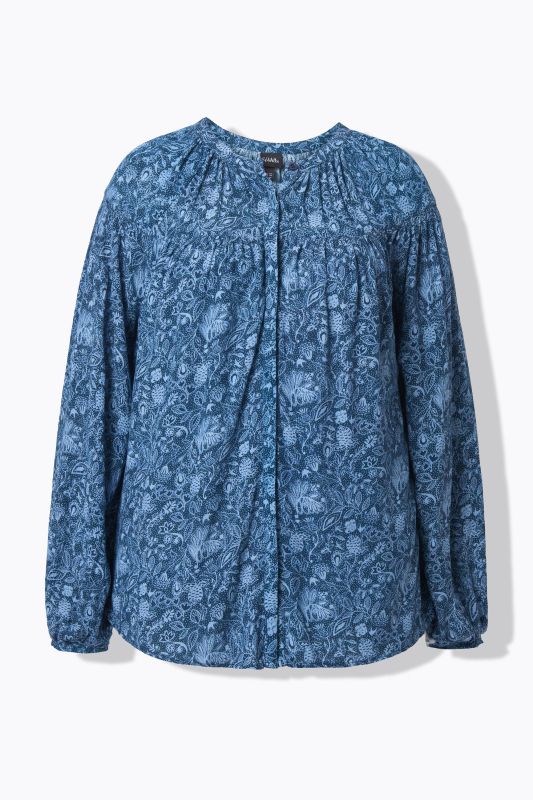 Floral Paisley Print Bishop Sleeve Blouse