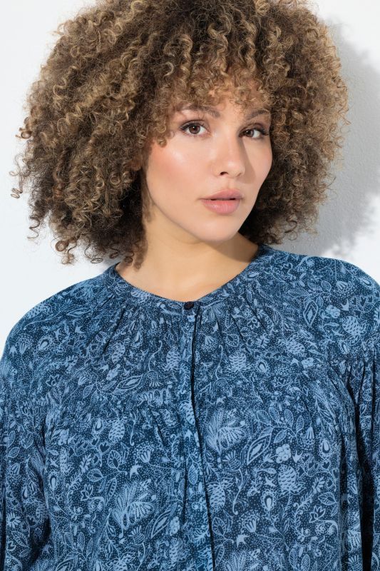 Floral Paisley Print Bishop Sleeve Blouse