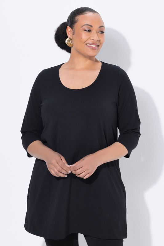 Classic A-Line 3/4 Sleeve Round Neck Knit Tunic