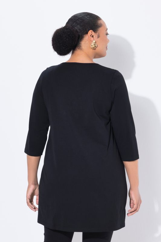 Classic A-Line 3/4 Sleeve Round Neck Knit Tunic