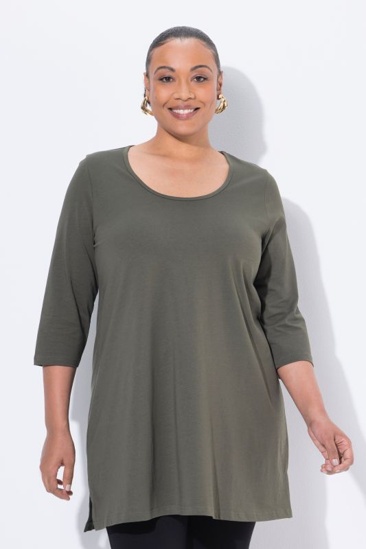 Classic A-Line 3/4 Sleeve Round Neck Knit Tunic