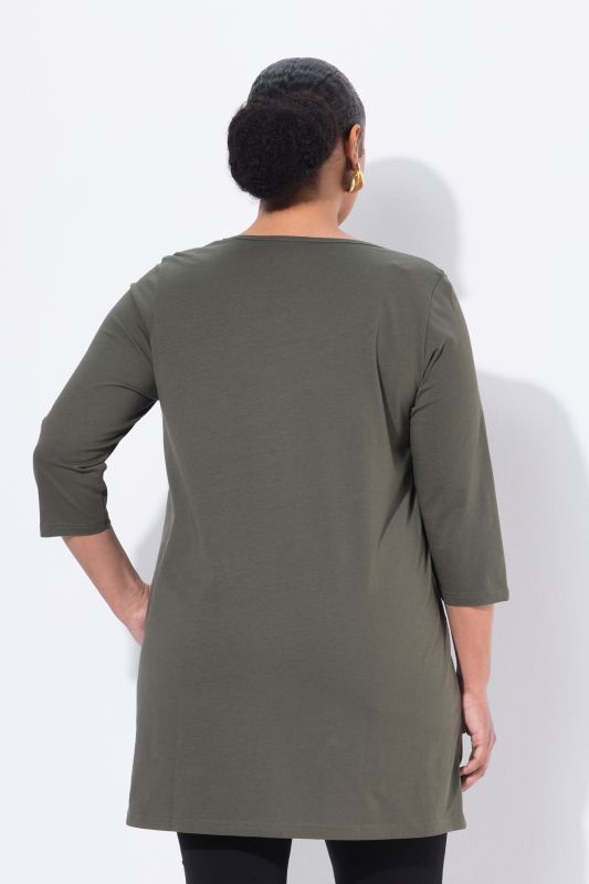 Classic A-Line 3/4 Sleeve Round Neck Knit Tunic