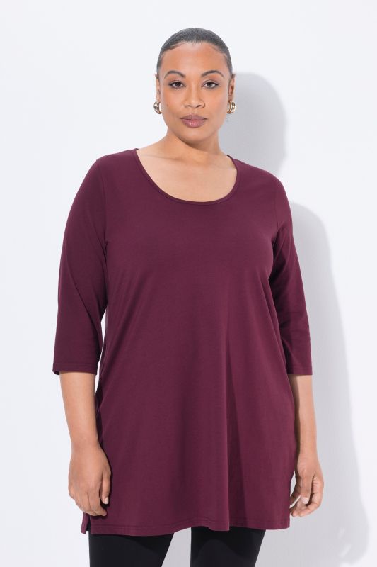 Classic A-Line 3/4 Sleeve Round Neck Knit Tunic