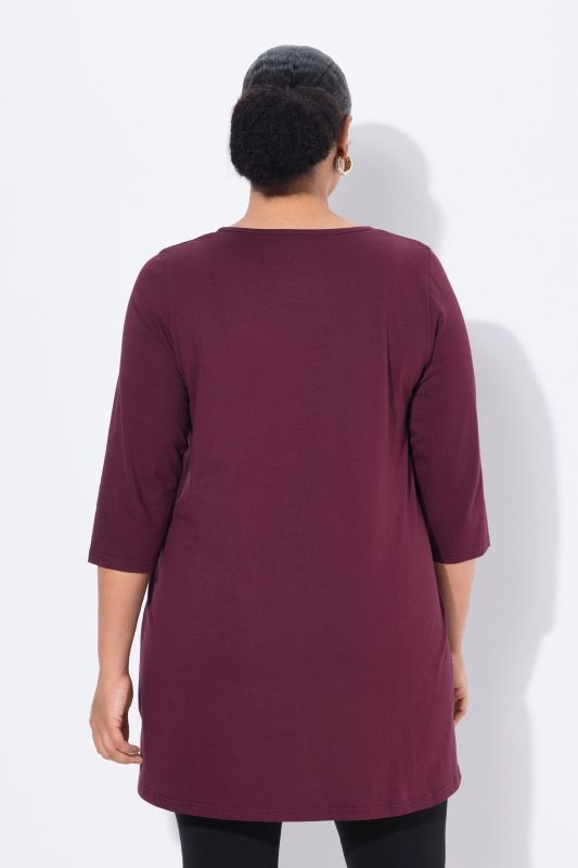 Classic A-Line 3/4 Sleeve Round Neck Knit Tunic